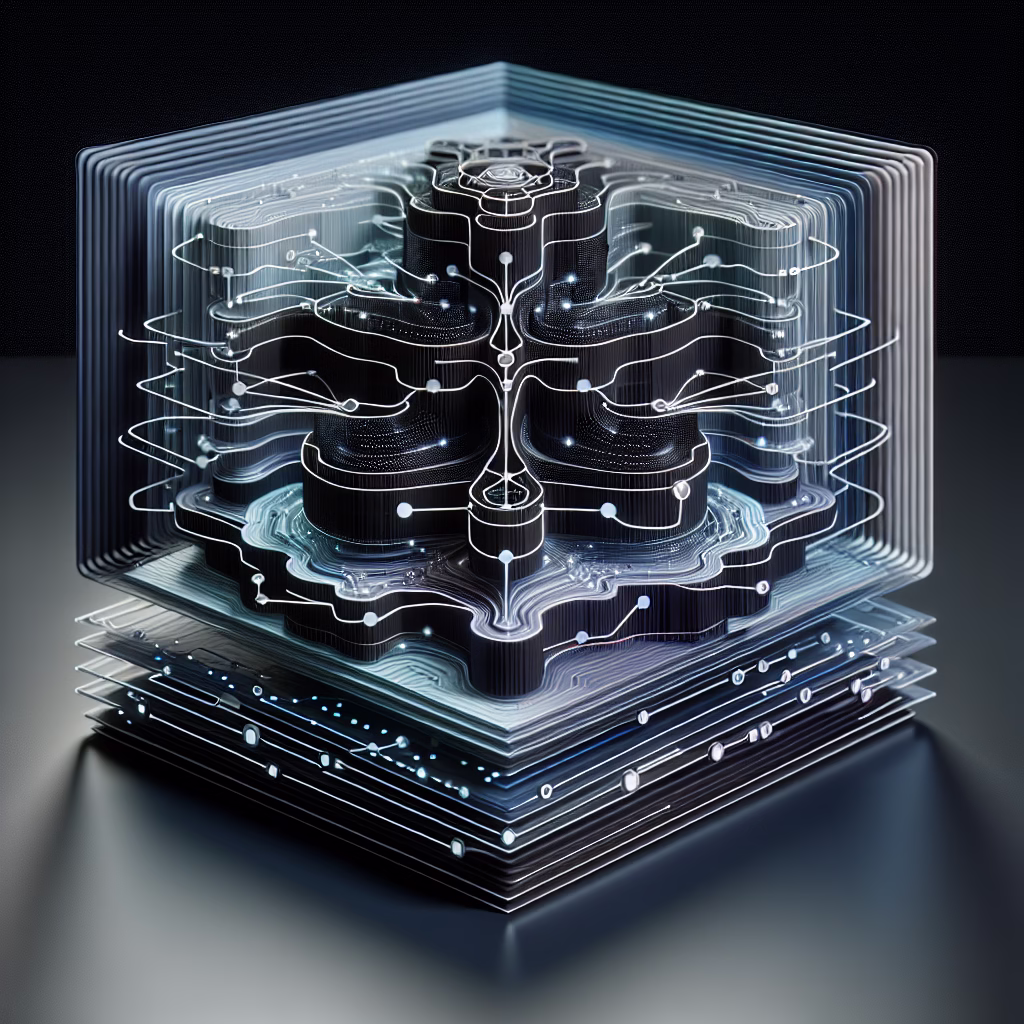 A deep learning model visualization with layers of neural networks, illustrating the advanced technology behind ChatGPT's development.